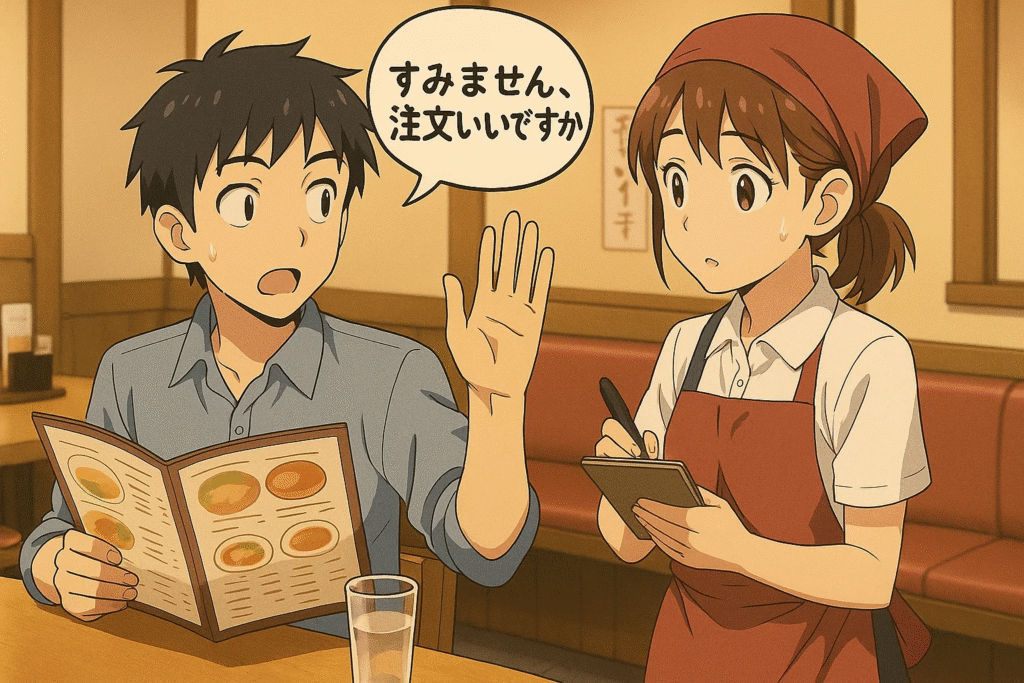 sumimasen used at a restaurant