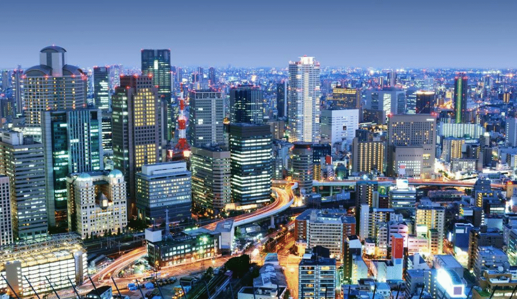 Osaka night view from above