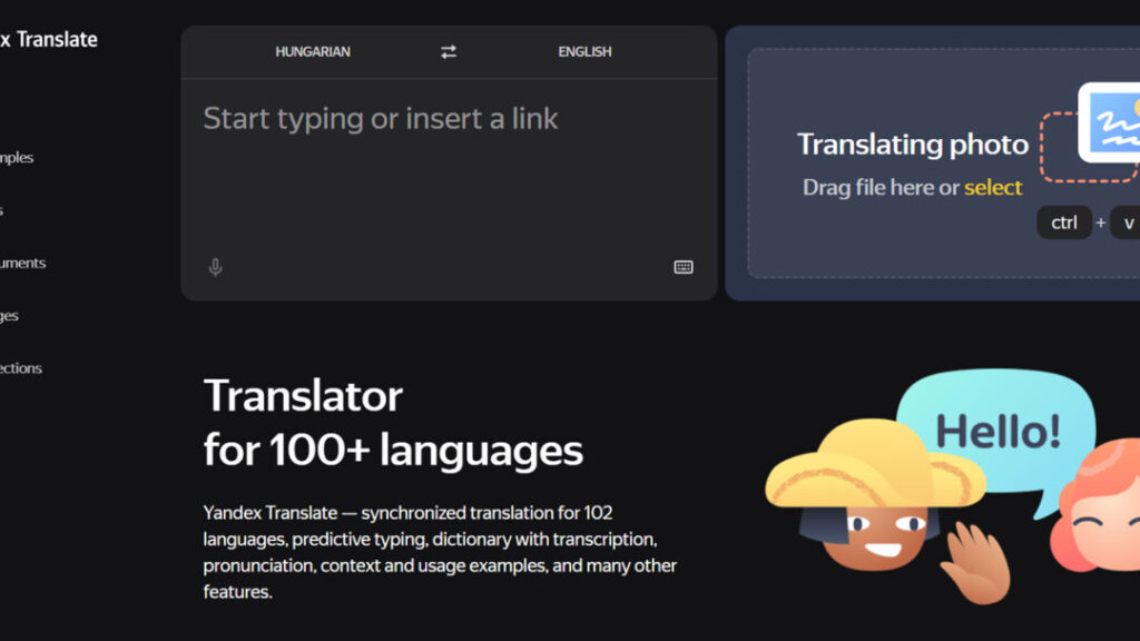 yandex translate